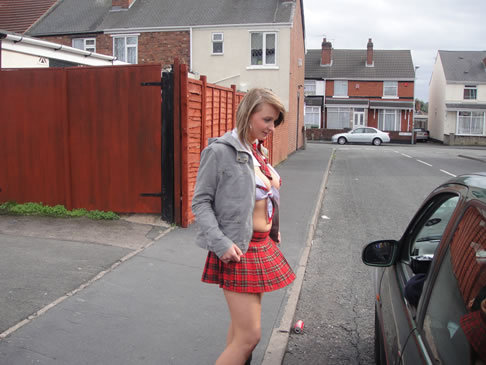 British chav girl in school girl uniform begging to be fucked.; Amateur College Uniform 