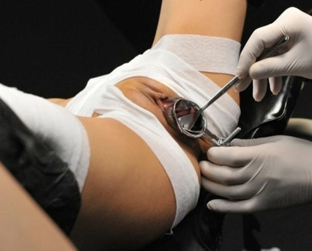 Girl wrapped in gauze gets OBGYN exam; Asian Hot 