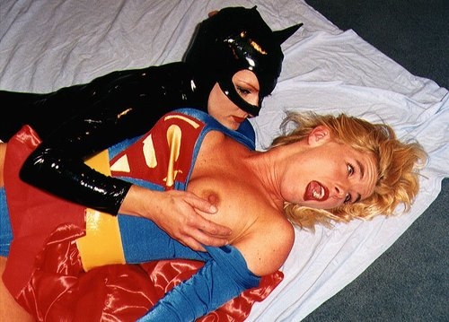 Catwoman and Supergirl; Babe Blonde Lesbian Uniform Stylish 