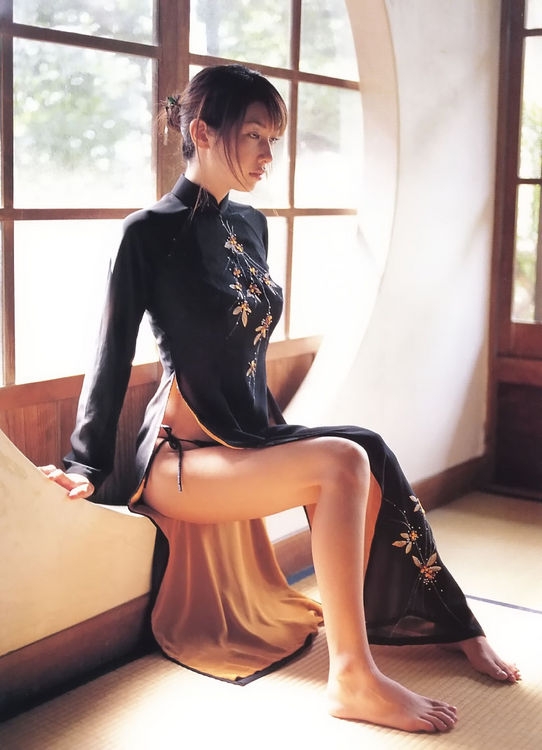 asian in black dress posing near the window; Asian Stylish Lingerie Athletic 