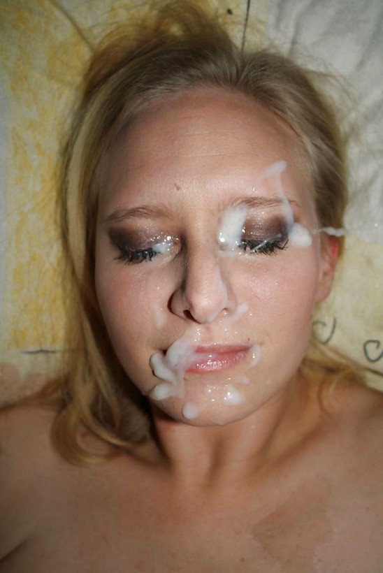 Blonde With Sperm On Face - Cum and face and blond - Other