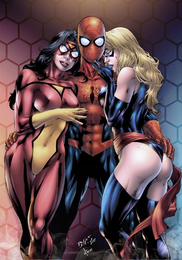 ...; Blonde Brunette Msmarvel Spiderman Spiderwoman Uniform 